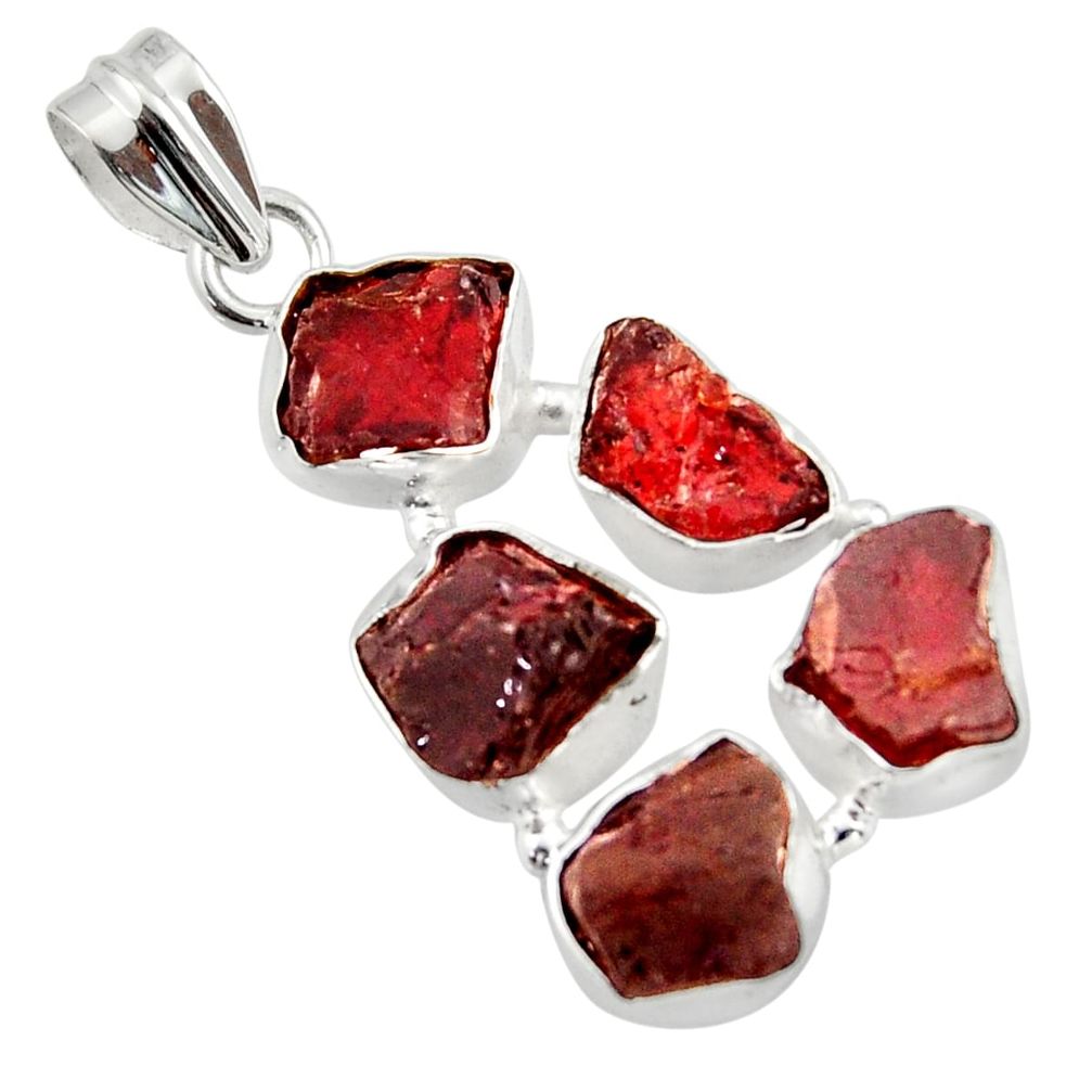 24.08cts natural red garnet rough 925 sterling silver pendant jewelry r41017