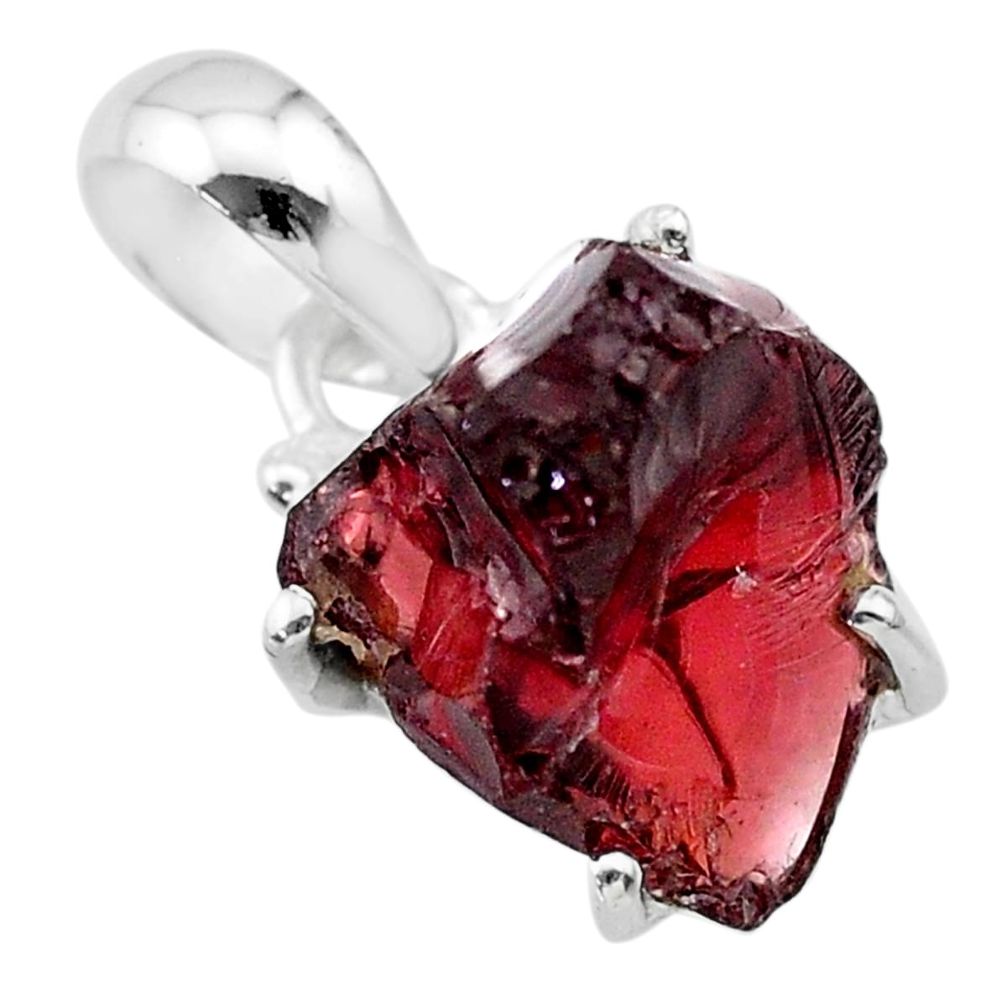 11.05cts natural red garnet raw 925 sterling silver pendant jewelry t31163