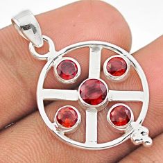 3.09cts natural red garnet round 925 sterling silver pendant jewelry u14923