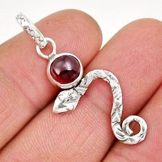 1.06cts natural red garnet round 925 sterling silver snake pendant jewelry y6062