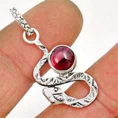 2.41cts natural red garnet round 925 sterling silver snake pendant jewelry y7855