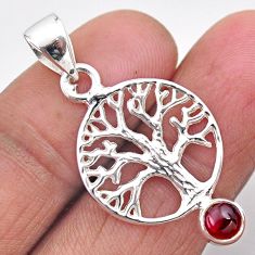 1.07cts natural red garnet round 925 sterling silver tree of life pendant t88349