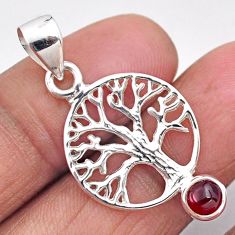 0.92cts natural red garnet round 925 sterling silver tree of life pendant t88366