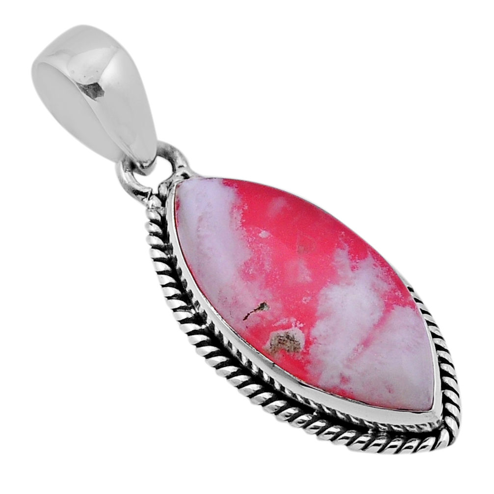 13.27cts natural red plume agate marquise sterling silver pendant jewelry n47907