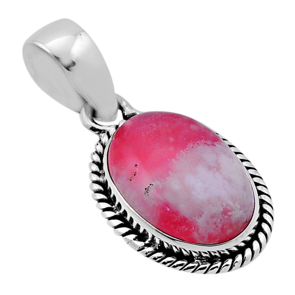 12.25cts natural red plume agate oval 925 sterling silver pendant jewelry n47904