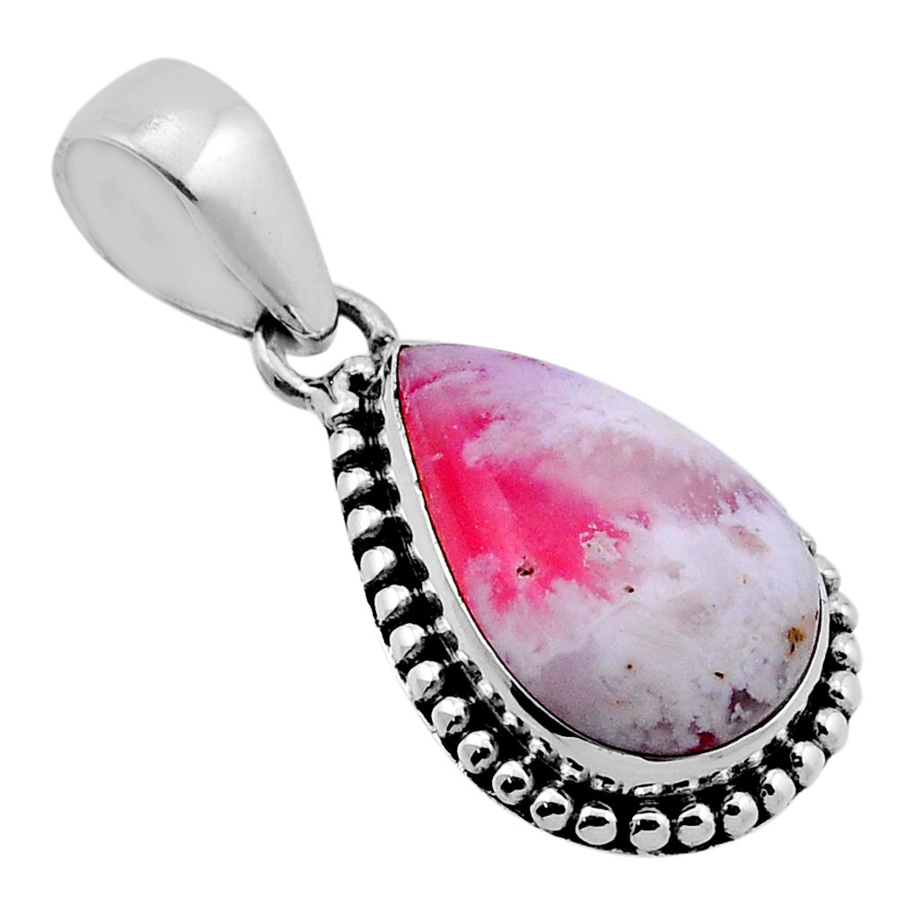 13.56cts natural red plume agate pear 925 sterling silver pendant jewelry n47901