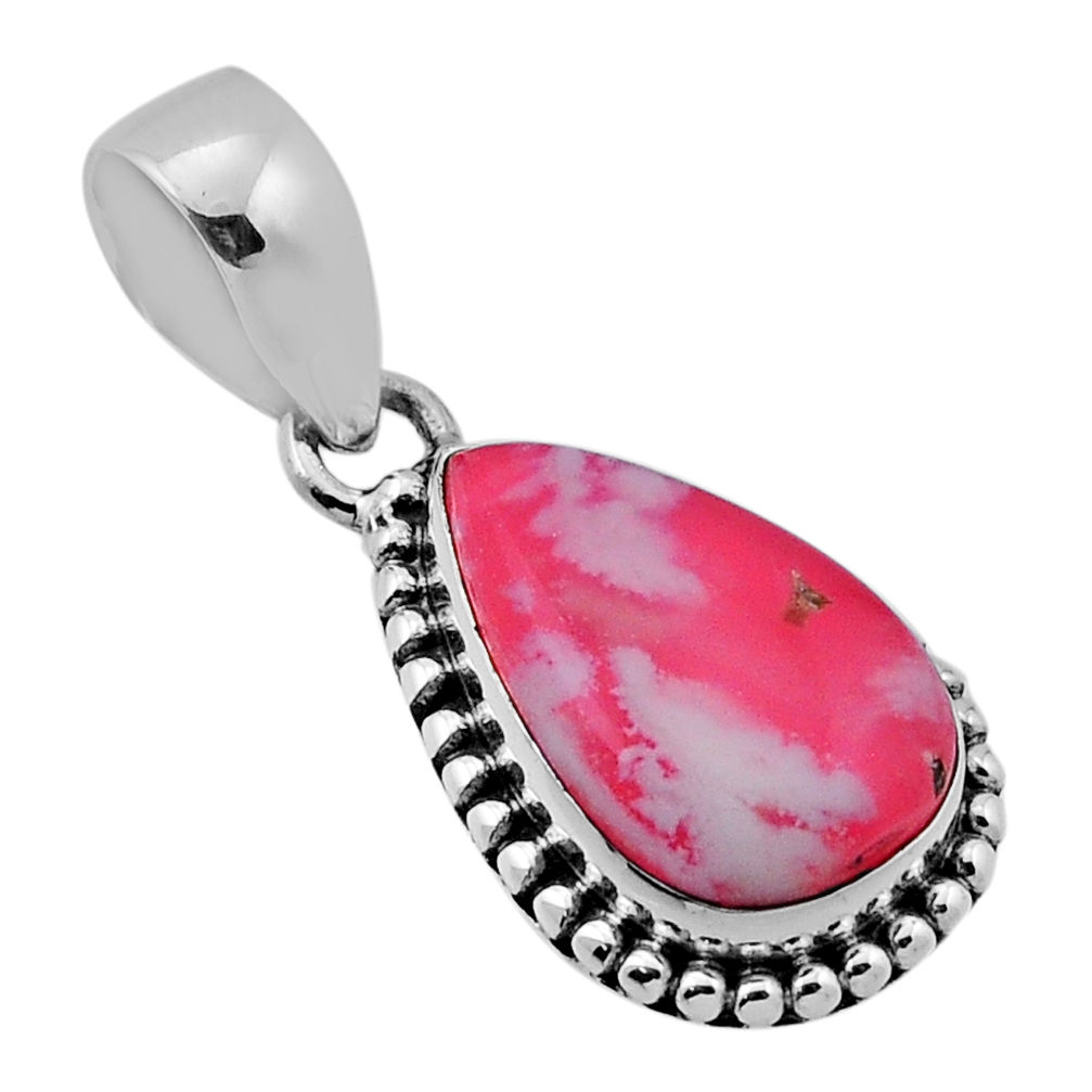 12.28cts natural red plume agate pear 925 sterling silver pendant jewelry n47924