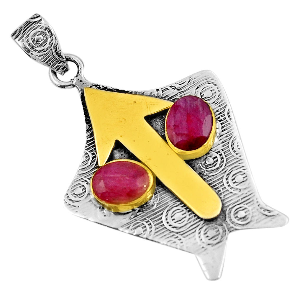red ruby 925 sterling silver 14k gold pendant jewelry d39145