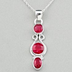5.36cts natural red ruby 925 sterling silver 18' chain pendant jewelry u8355