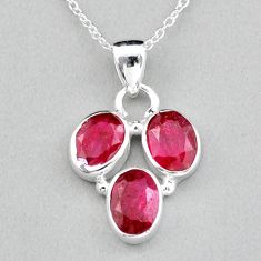 5.78cts natural red ruby 925 sterling silver 18' chain pendant jewelry u8376