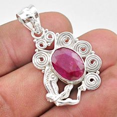 4.82cts natural red ruby 925 sterling silver angel pendant jewelry t64903