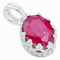 2.68cts natural red ruby 925 sterling silver crown pendant jewelry t5103