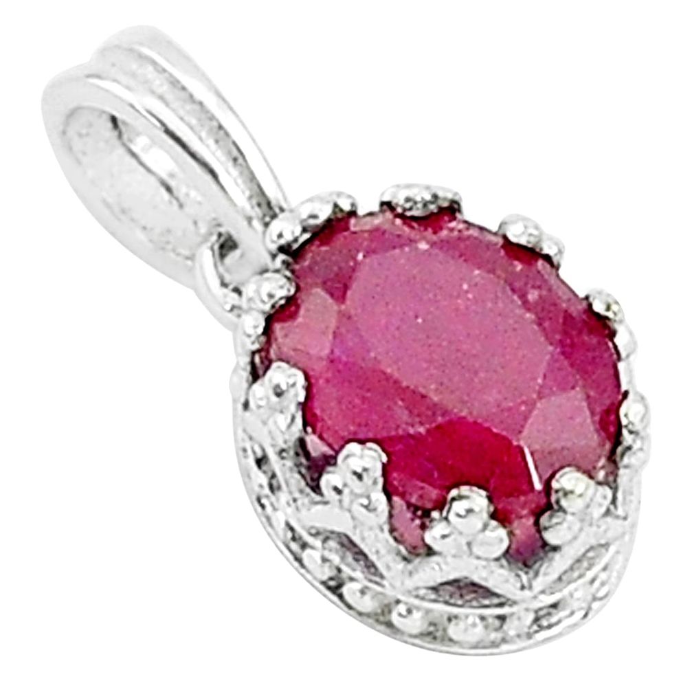 2.70cts natural red ruby 925 sterling silver crown pendant jewelry t5106