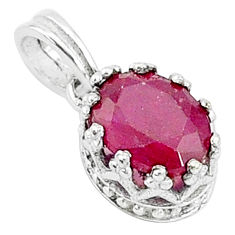 2.64cts natural red ruby 925 sterling silver crown pendant jewelry t5108