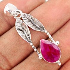 4.98cts natural red ruby 925 sterling silver deltoid leaf pendant jewelry t79966