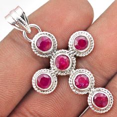 5.31cts natural red ruby 925 sterling silver holy cross pendant jewelry t85822