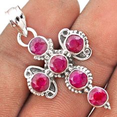 5.15cts natural red ruby 925 sterling silver holy cross pendant jewelry t85885