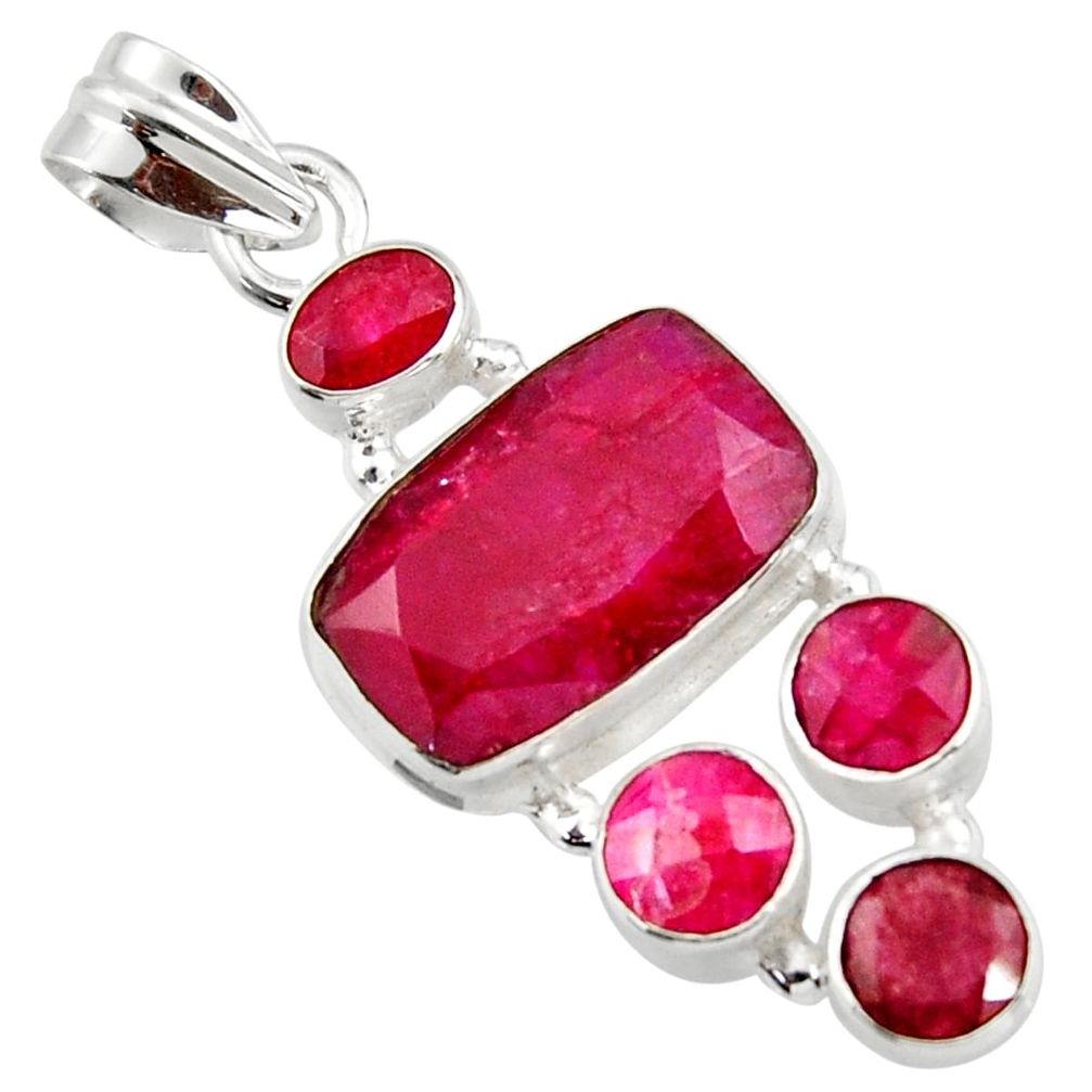 12.70cts natural red ruby 925 sterling silver pendant jewelry r43039