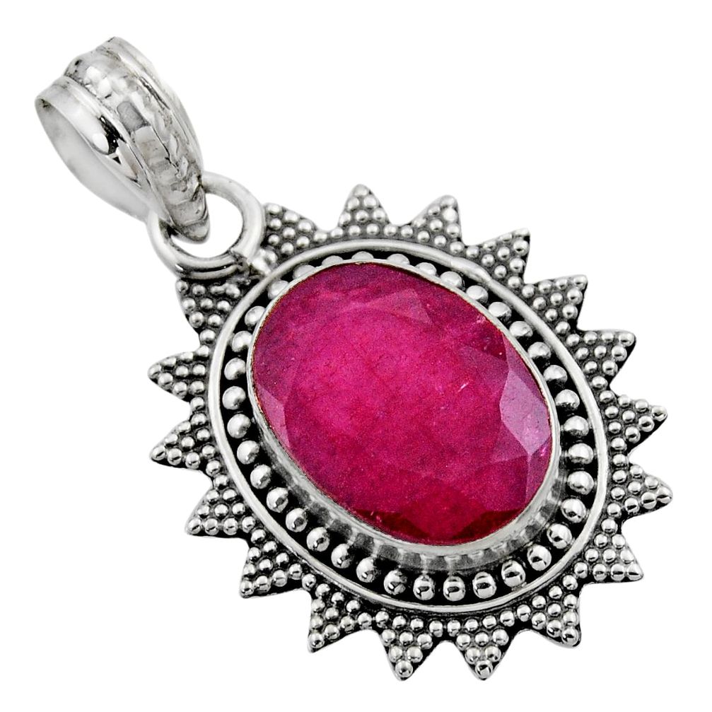 6.02cts natural red ruby 925 sterling silver pendant jewelry r53186