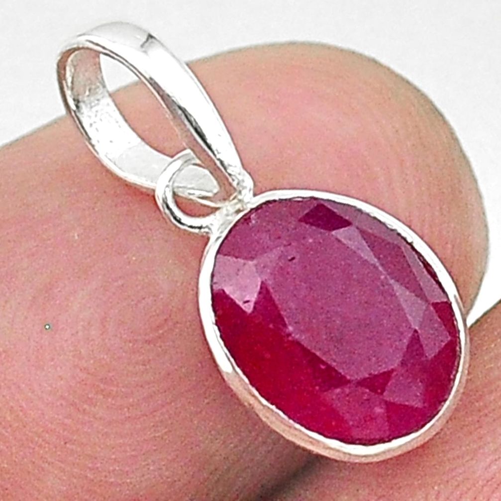 2.93cts natural red ruby 925 sterling silver handmade pendant jewelry t16335