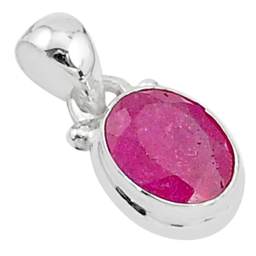 2.61cts natural red ruby 925 sterling silver handmade pendant t5246