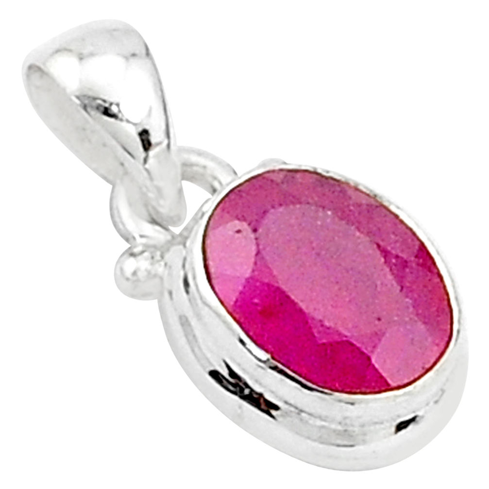 2.46cts natural red ruby 925 sterling silver pendant jewelry t5541