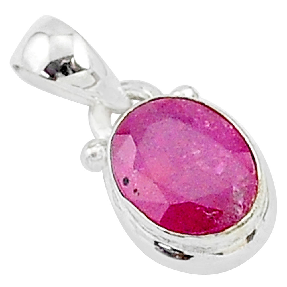 2.43cts natural red ruby 925 sterling silver pendant jewelry t5542