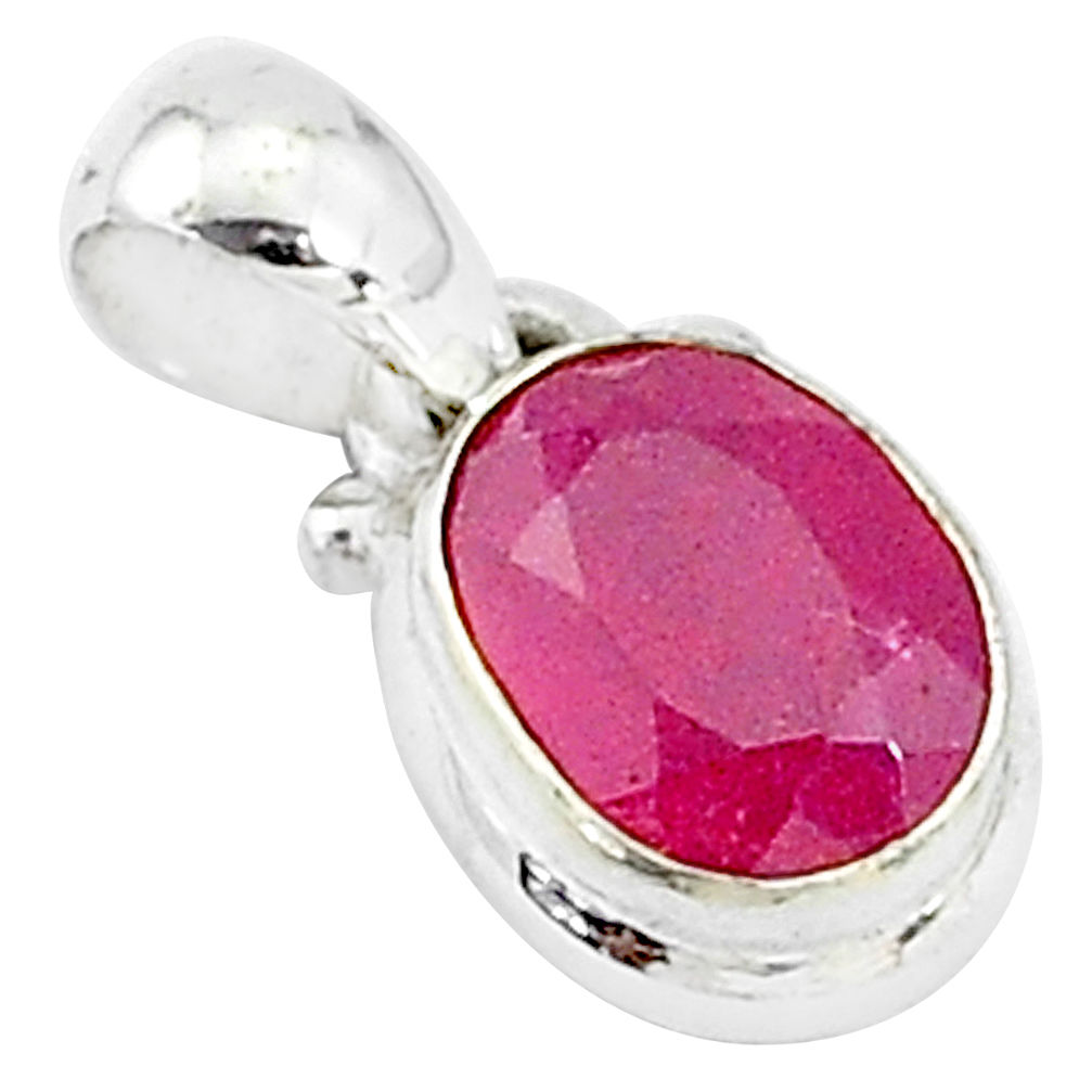 2.85cts natural red ruby 925 sterling silver pendant jewelry t5560