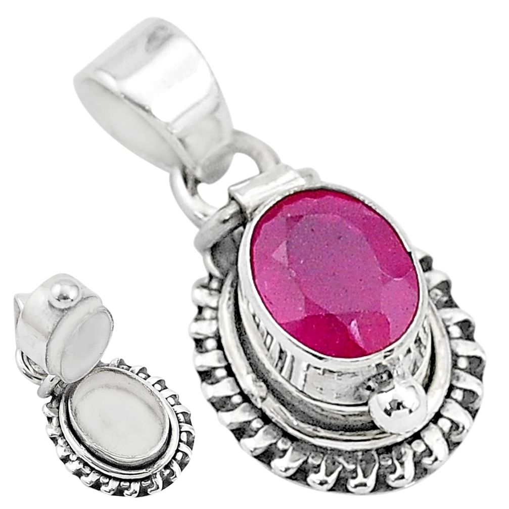 1.94cts natural red ruby 925 sterling silver poison box pendant jewelry t3779