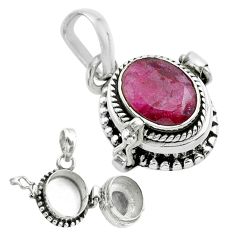 3.28cts natural red ruby 925 sterling silver poison box pendant jewelry t52564