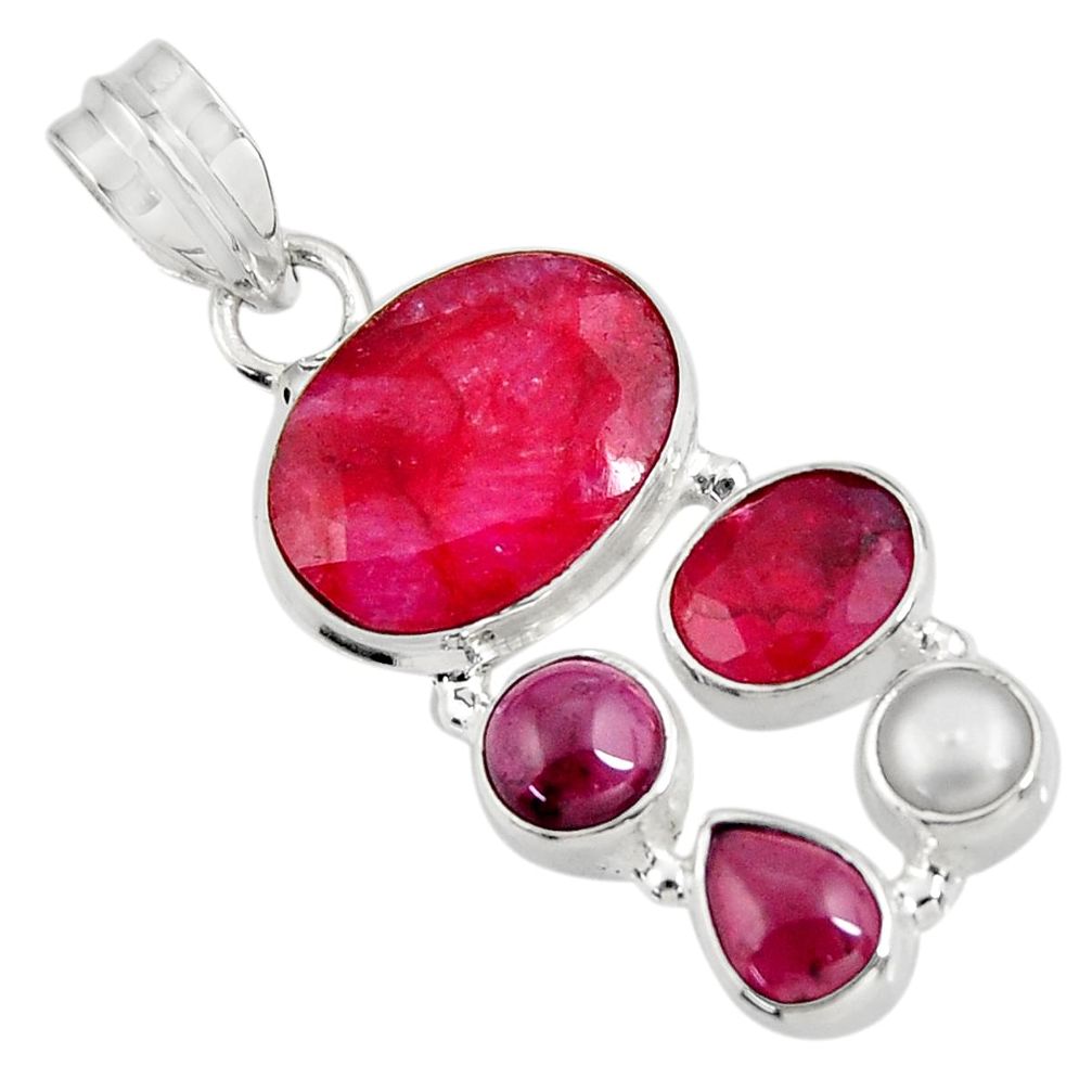  red ruby garnet 925 sterling silver pendant jewelry d39345