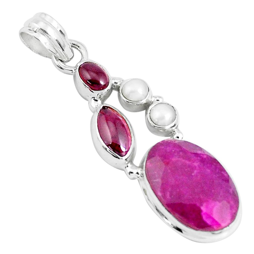  red ruby garnet 925 sterling silver pendant jewelry p49383
