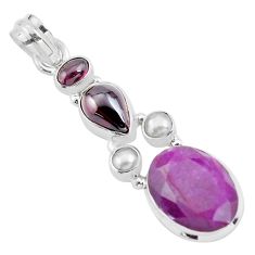 Clearance Sale- 21.76cts natural red ruby garnet 925 sterling silver pendant jewelry p59150