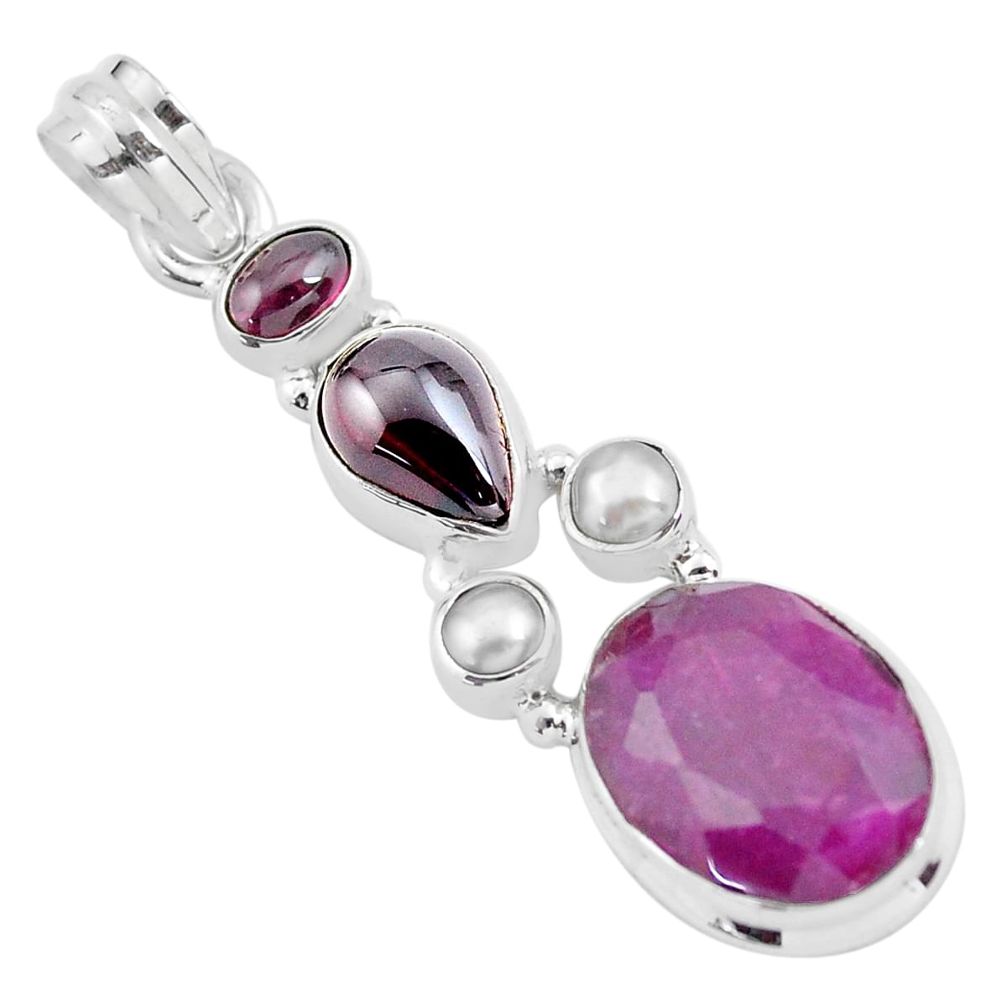  red ruby garnet 925 sterling silver pendant jewelry p59156