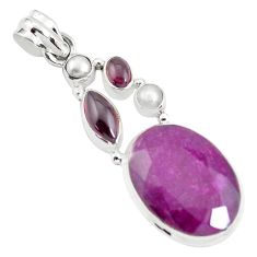 Clearance Sale- 16.92cts natural red ruby garnet 925 sterling silver pendant jewelry p59176