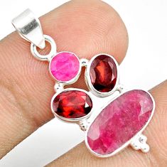 7.90cts natural red ruby garnet 925 sterling silver pendant jewelry u31921