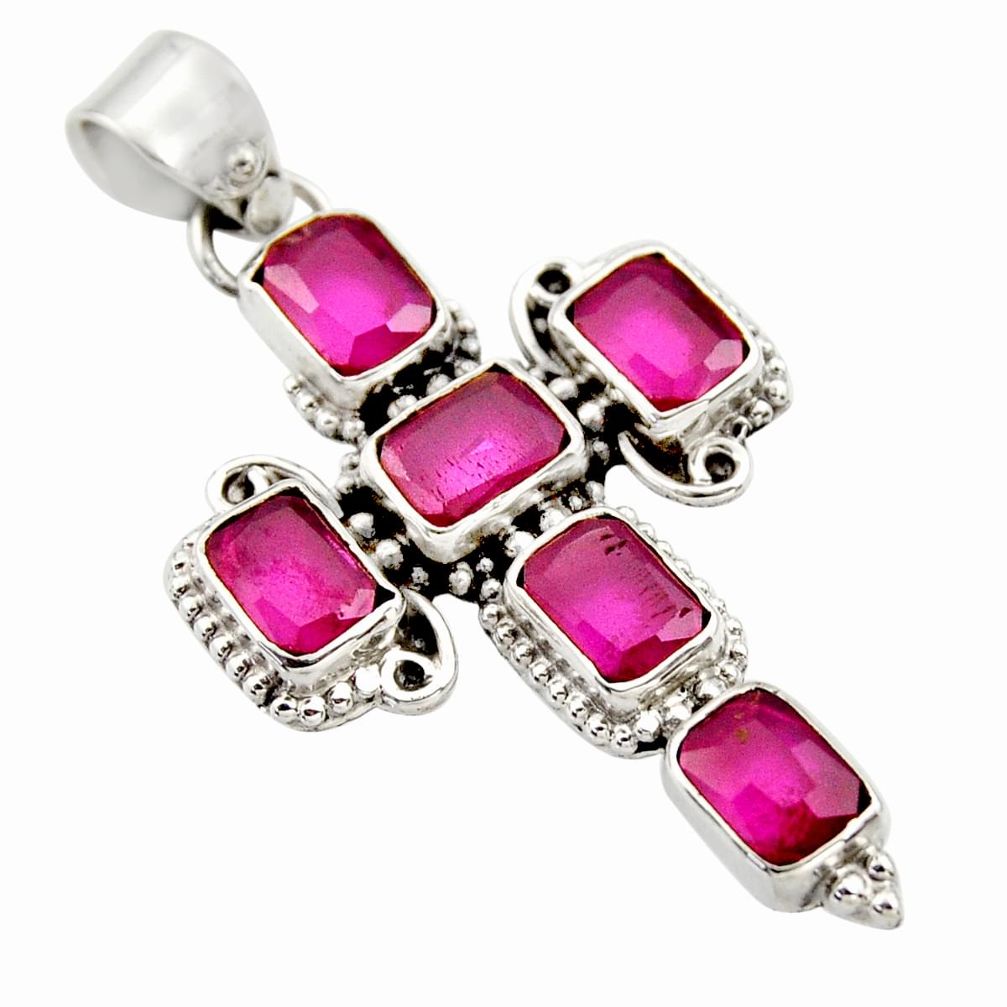 8.76cts natural red ruby octagan 925 sterling silver pendant jewelry r35021