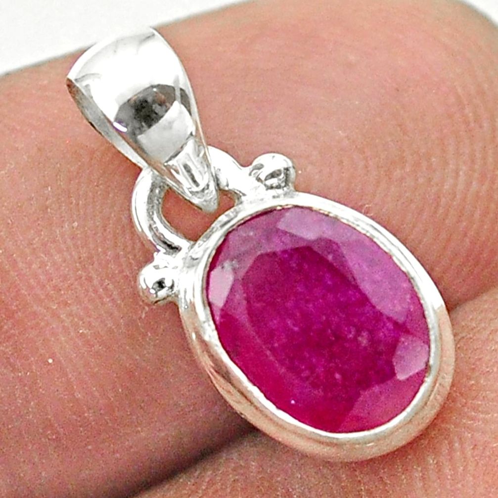 2.50cts natural red ruby oval 925 sterling silver pendant jewelry t51455