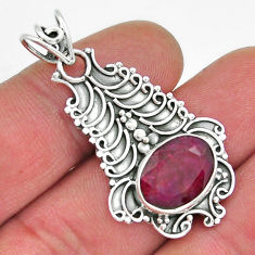 6.30cts natural red ruby oval shape 925 sterling silver pendant jewelry y21023