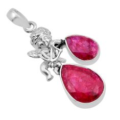 8.03cts natural red ruby pear 925 sterling silver angel pendant jewelry y91401