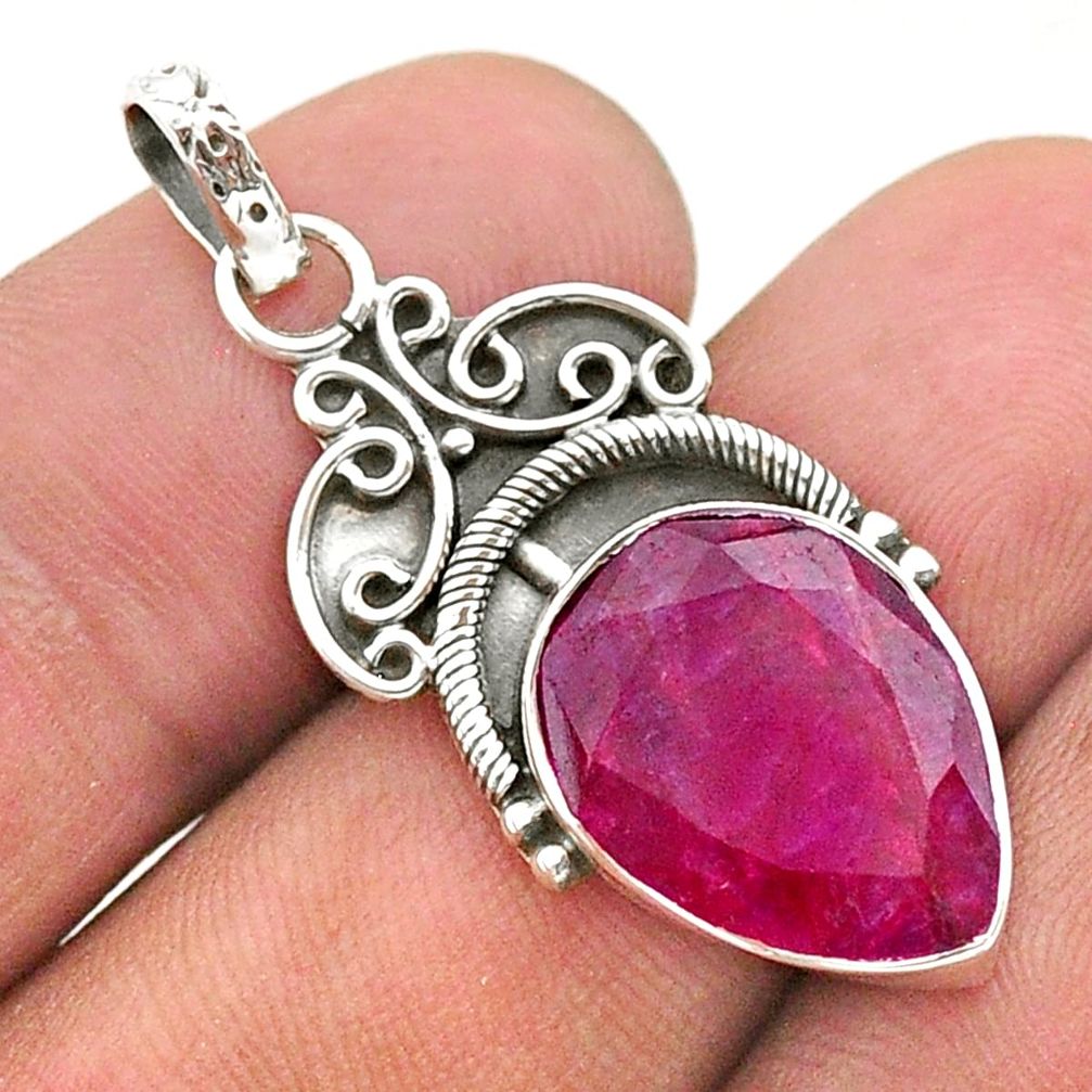 9.33cts natural red ruby pear 925 sterling silver pendant jewelry t40826