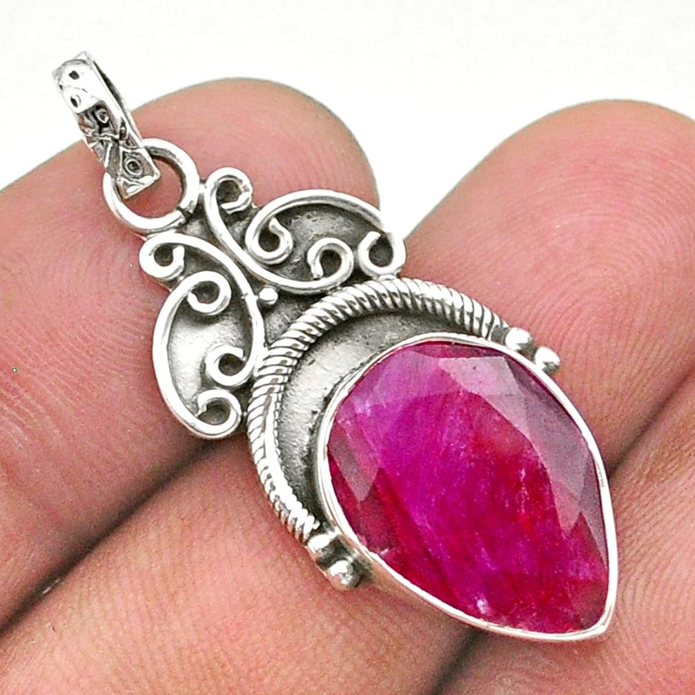 8.73cts natural red ruby pear shape 925 sterling silver pendant jewelry t40853