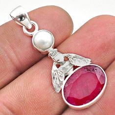 7.02cts natural red ruby pearl 925 sterling silver honey bee pendant t73924