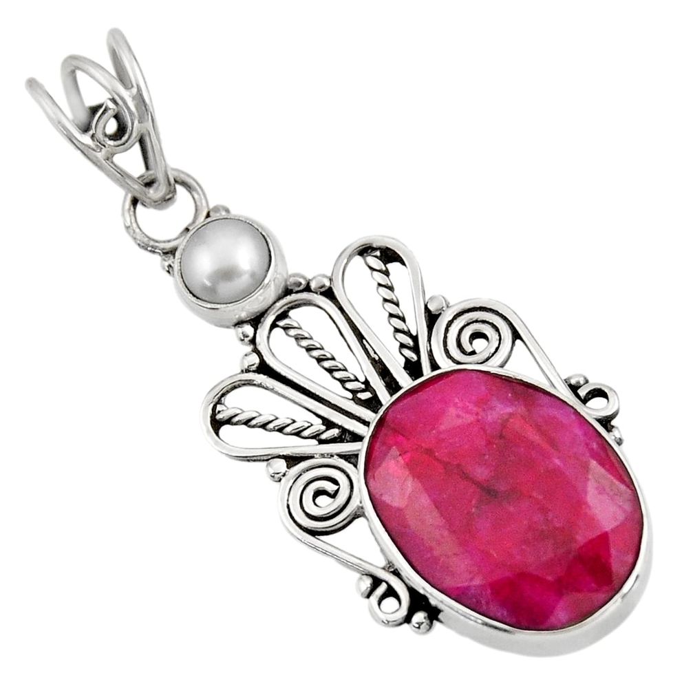  red ruby pearl 925 sterling silver pendant jewelry d39341