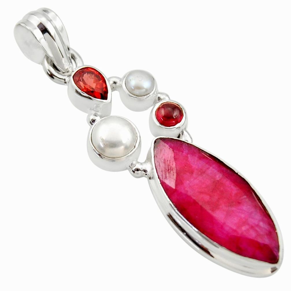 16.20cts natural red ruby pearl 925 sterling silver pendant jewelry r35065