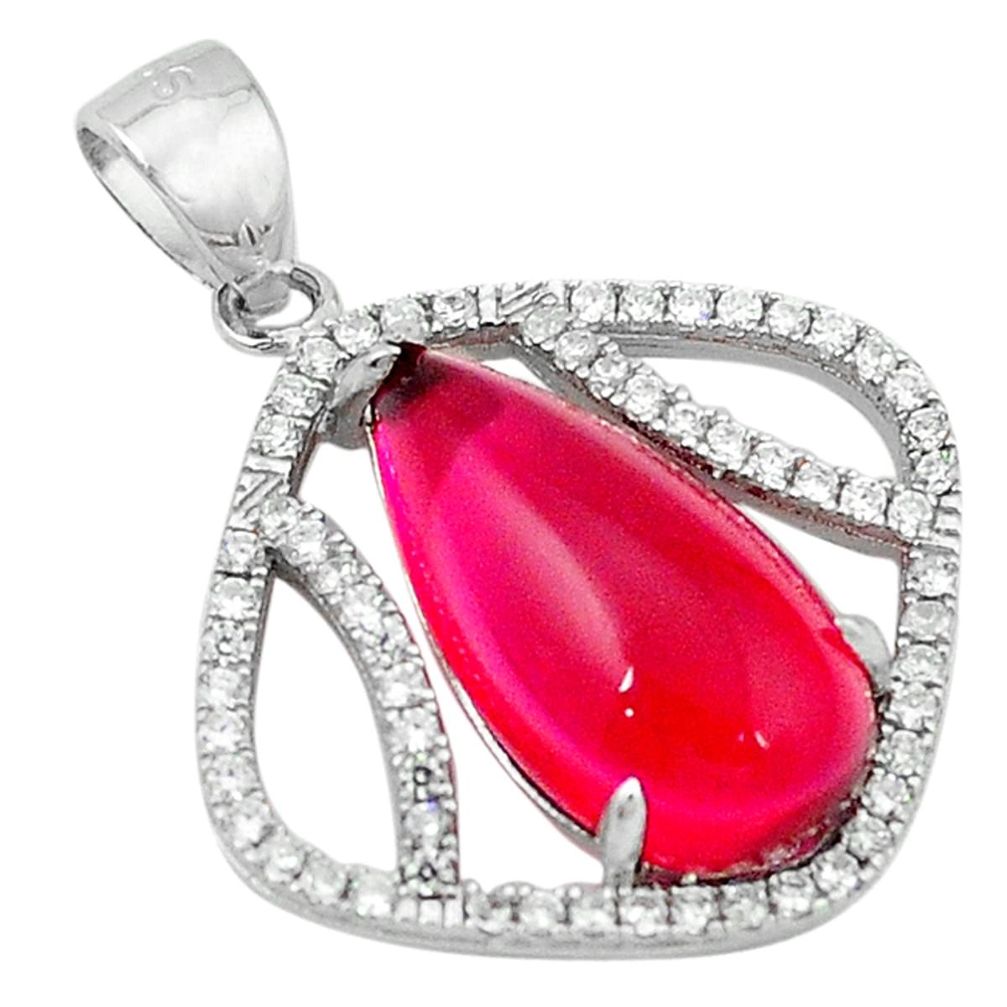 Natural red ruby quartz topaz 925 sterling silver pendant jewelry c22771