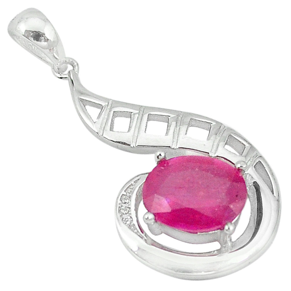 LAB Natural red ruby topaz 925 sterling silver pendant jewelry c18184