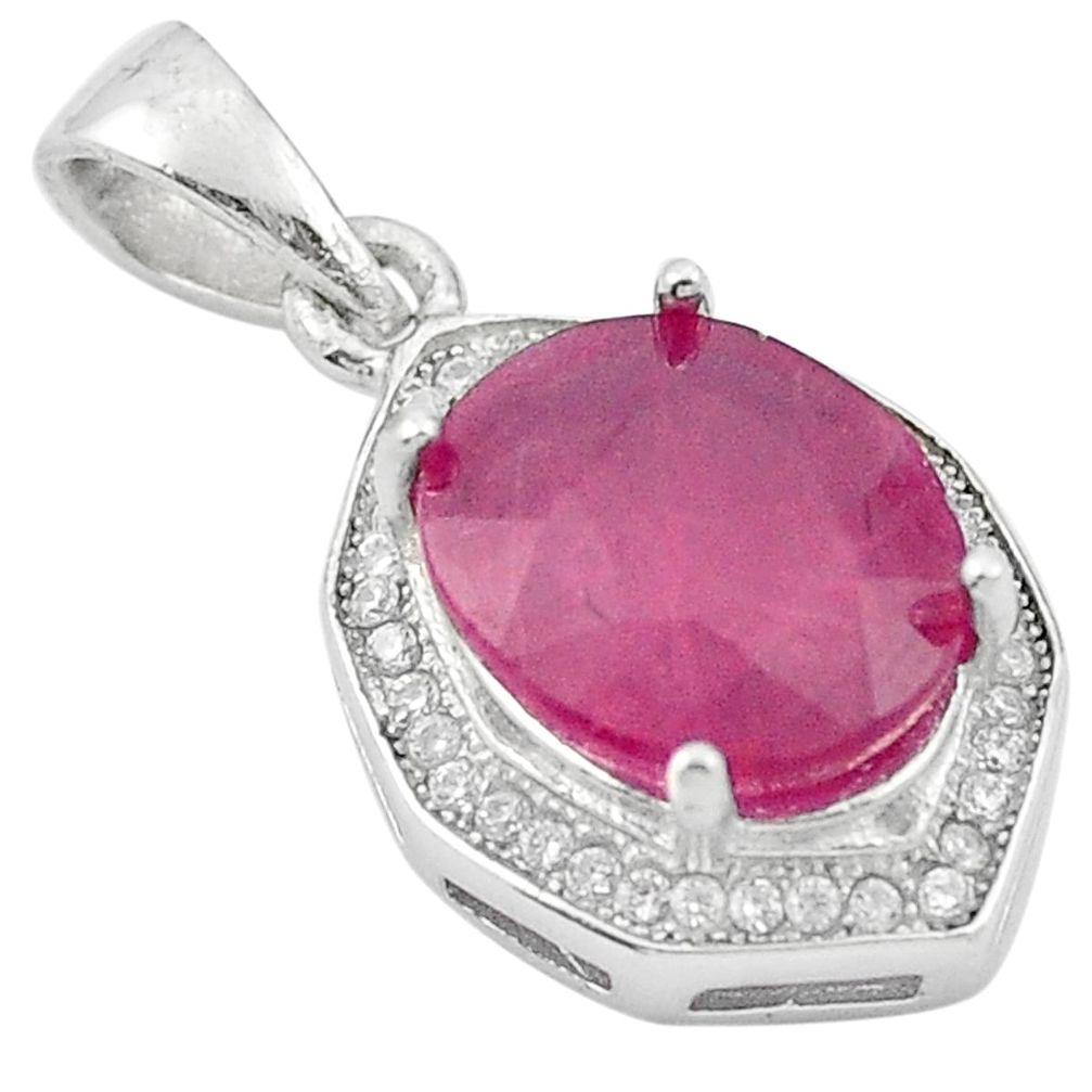 5.24cts natural red ruby topaz 925 sterling silver pendant jewelry c18047