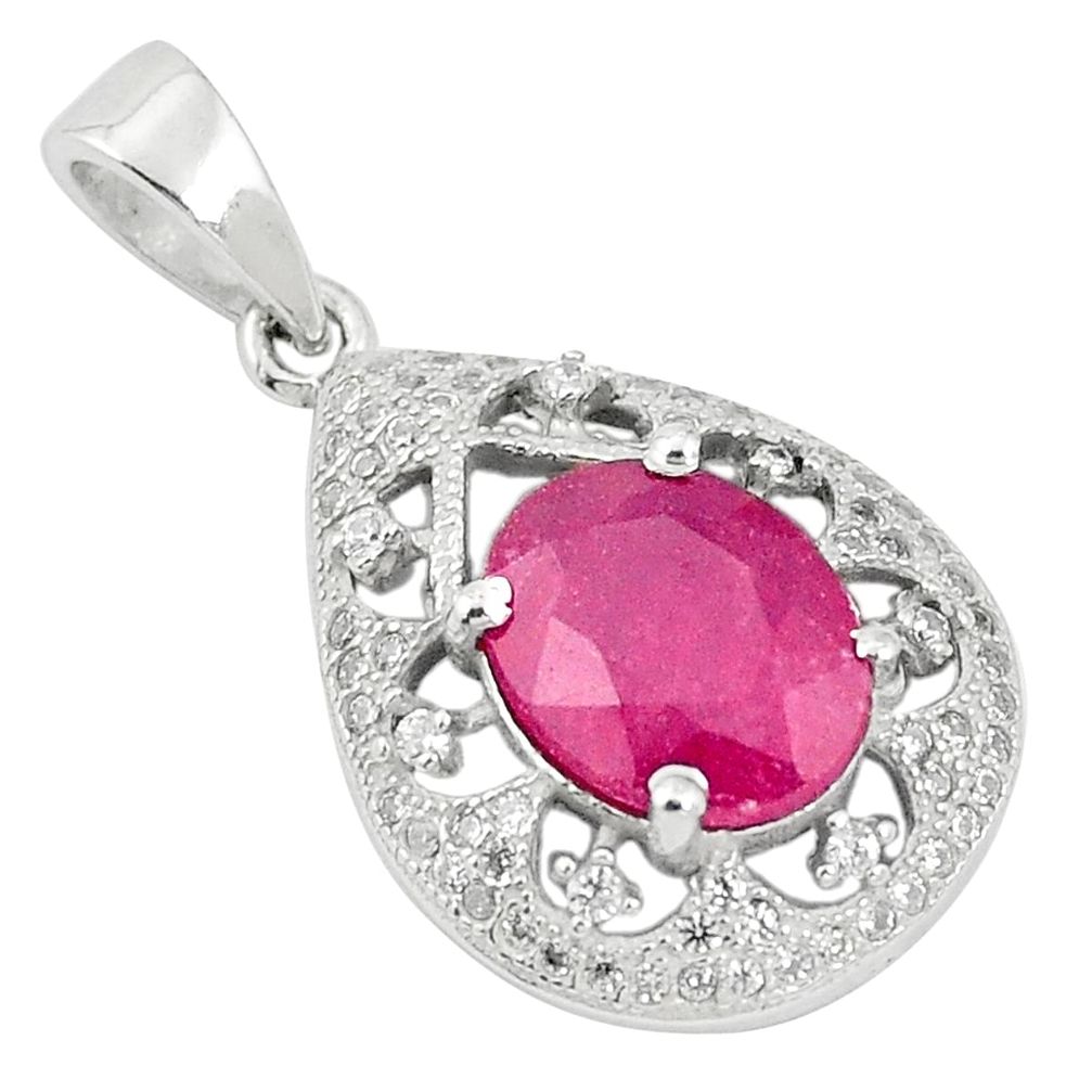Natural red ruby topaz 925 sterling silver pendant jewelry c18068
