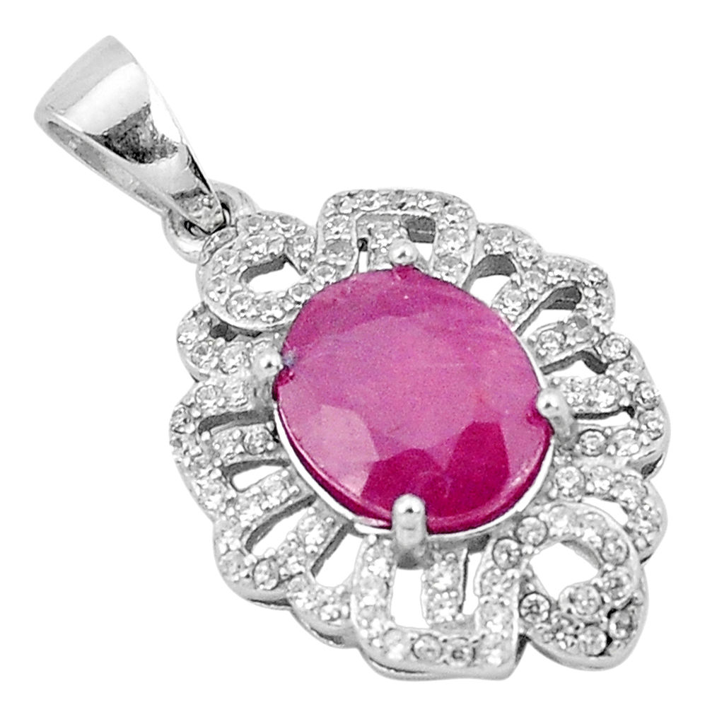 5.68cts natural red ruby topaz 925 sterling silver pendant jewelry c18009